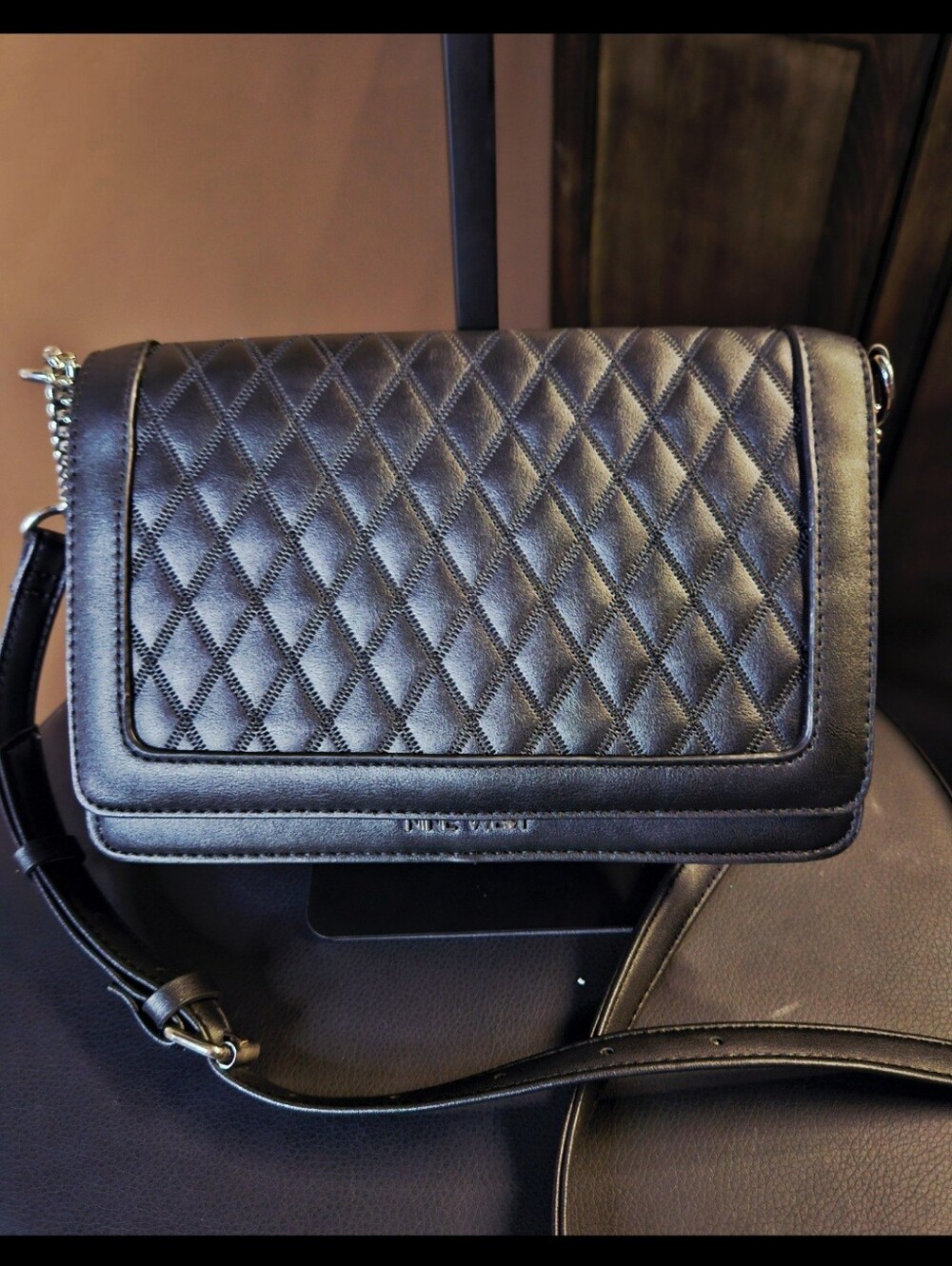 Nine West Black Quilted Crossbody Bag